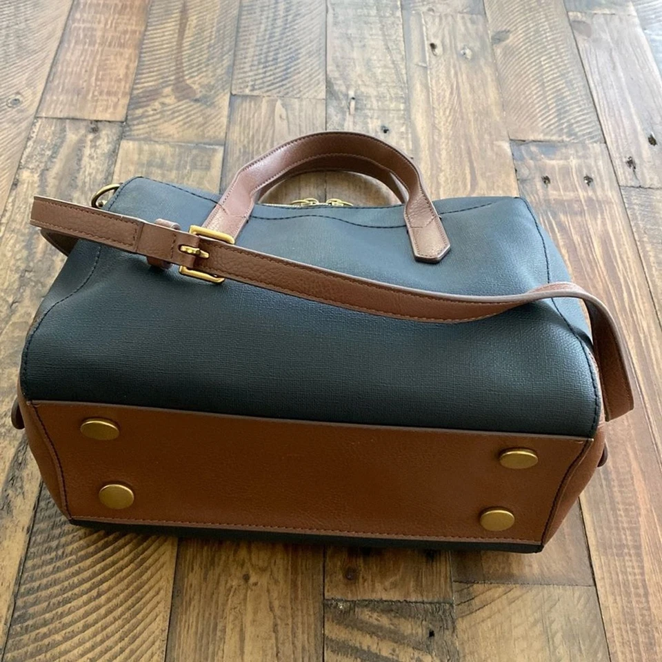 Fossil Vintage Sydney Black Brown PVC Leather Satchel Crossbody - Image 4 of 4