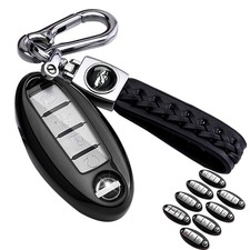 for Nissan Key Fob Cover Soft TPU 360 Degree Protection Key Case with Leather...