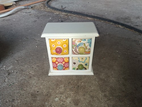 Pioneer Woman 4-Drawer Wood Floral Spice & Tea Box Organizer