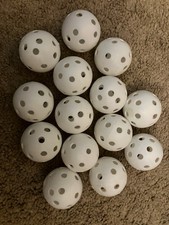 Set of 14 Used White with Holes Practice Golf Balls