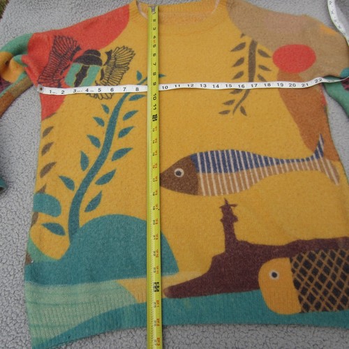 Maglione YesNo donna M oversize grafica stampa pesce misto lana accogliente nonna - Foto 8 di 13