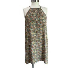 Forever 21 Women's Halter Dress Chiffon Blue with Pink Floral Lined Size Large