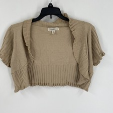 Dressbarn Tan Ribbed Knit Bolero Cardigan size M