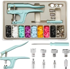 Snap Button Kit - Metal & Plastic Buttons with Fastener Pliers Tool Kit for Leat