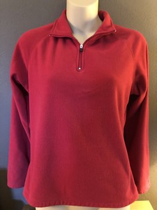Ladies-Champion-Red-Fleece-1-4-Zip-up-Long-Sleeve-Shirt-Med