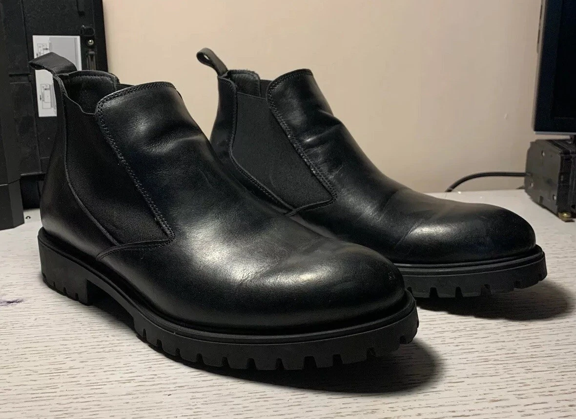 655 a.testoni Chelsea Black Boots Diffussion Beatles Calf Nero