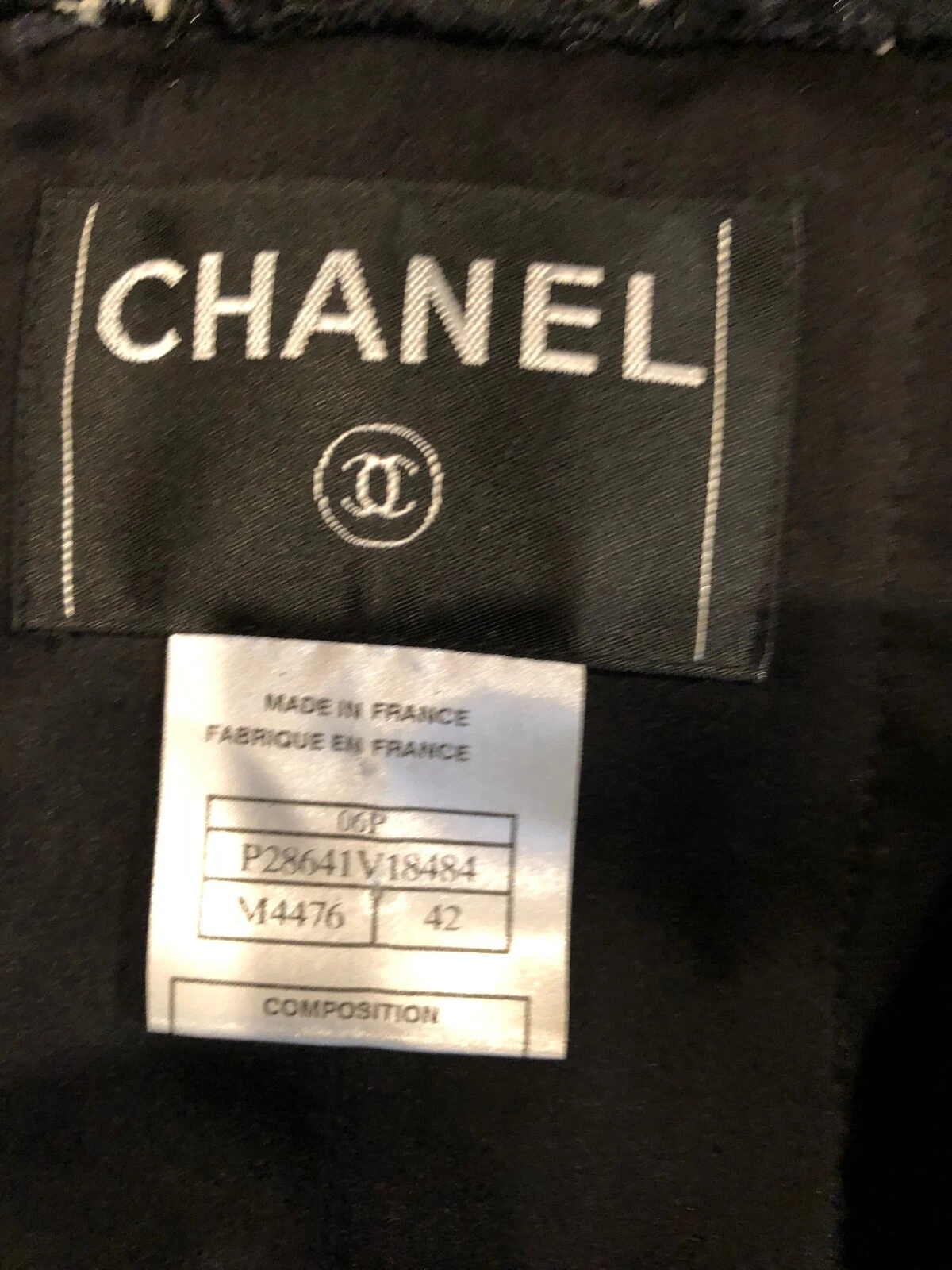 Chanel 06P VINTAGE GIACCA TWEED NERO BLU ORO FIOCCHI INTRECCIATI ORO CC FR42 40 $7K