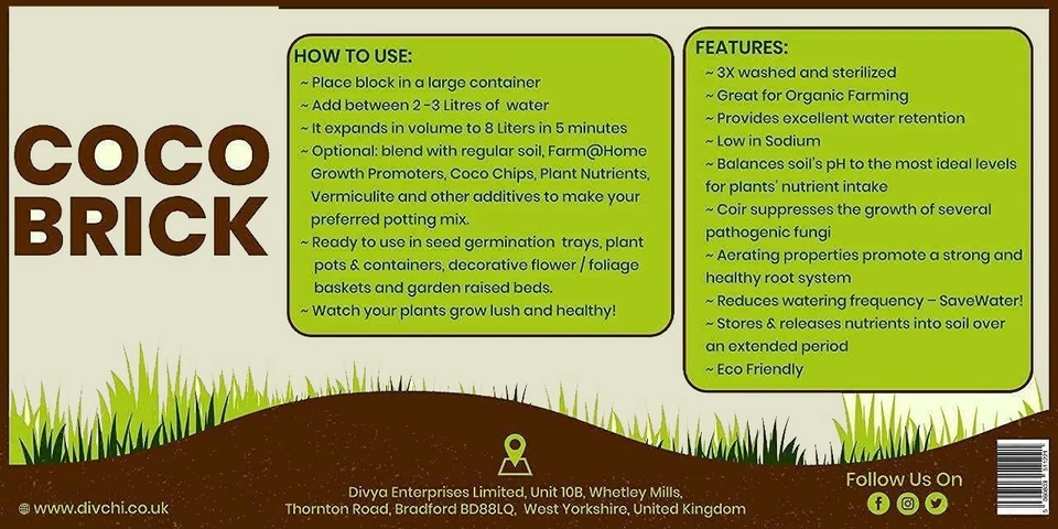 COCO COIR BLOCK | 650 GMS |3.5kg | 5 KG| ORGANIC | COCONUT FIBRE | 100% NATURAL| - Image 3 of 4