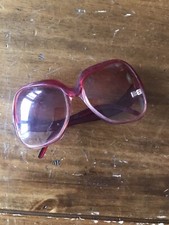 VINTAGE FRANCE FRENCH SUNGLASSES GLASS ACETATE OVERSIZE Oval Pink See Desc