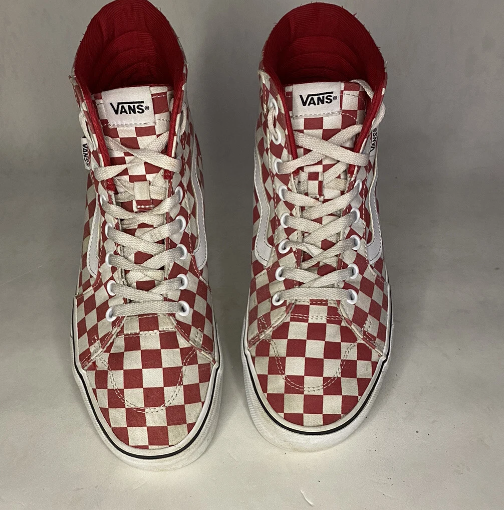 Baskets chaussures Vans pour femme carreaux rouges taille 10 haut