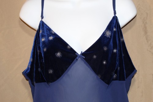 Avon Intimates Blue Nighty 2X Silver Star Embellishment Adj. Spaghetti Straps - Picture 2 of 7