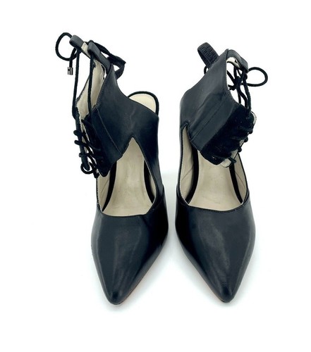Alepel Chaine Pumps Black Leather & Suede Lace Up Shoes SZ 8.5 New $695 SH26 - Picture 3 of 9