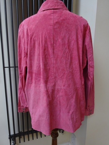 Real suede leather pink jacket MACHINE WASHABLE BNWT Casual & Co size xl - Picture 4 of 9