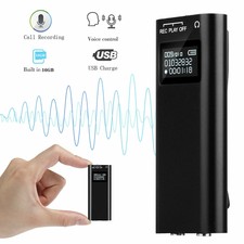 16G Digital Voice Recorder Sound Activate Dictaphones WAV MP3 Back-Clip Portable