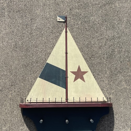 Nautical Ship Sail Boat USA Red White Blue Patriotic Wall Shelf What Not❤️blt7j1 - Picture 6 of 12