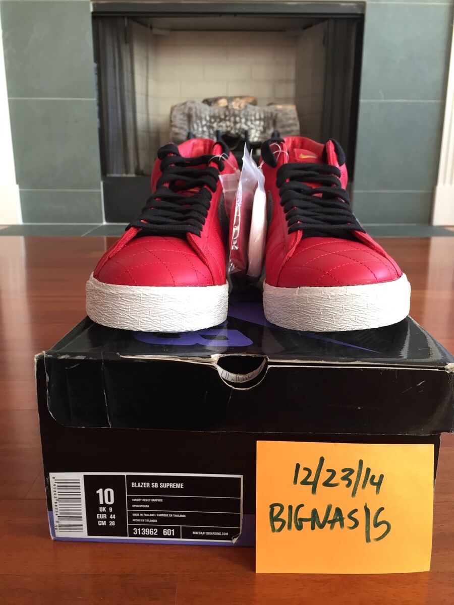 Complete Set of Nike SB X Supreme Blazers (Black 10.5), Red Complete Set of Nike SB X Supreme Blazers (Black 10.5), Red