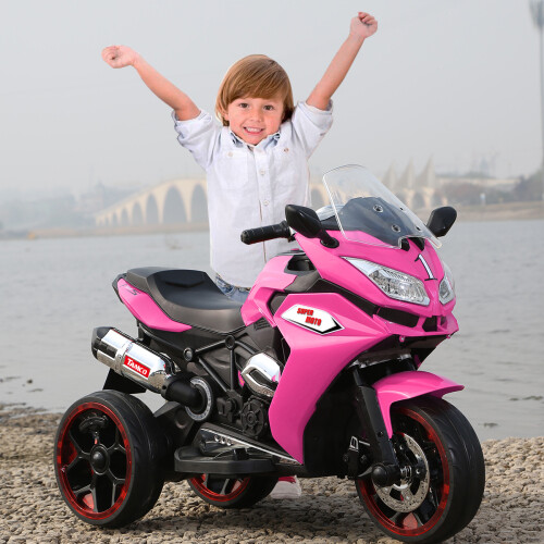Boy Girl Kids Ride On Dirt Bike 12V Electric Motorcycle Child 3 Wheels Pink - Picture 2 of 7