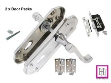 Polished Chrome Lock Scroll Door Handles Ashford Ashworth Style Victorian Scroll