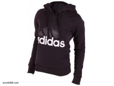 Adidas Felpa C/Cappuccio Essentials Lin OH FL, Donna - Art. BK7060 (Nero/Bianco)