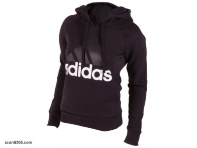 Adidas Sweatshirt C/Hoodie Essentials Lin OH FL, Damen - Art. BK7060 (Schwarz/Weiß)