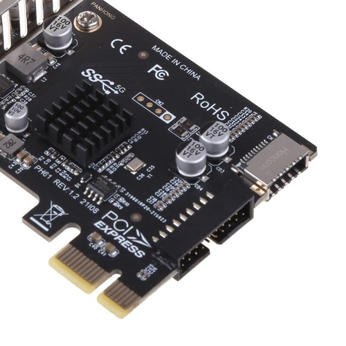 PCIE To USB3 Type-E Front Type-C 19P 20P Expansion Card Self-Powered with PH61 - Picture 3 of 12