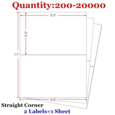 200-20000 8.5x5.5 Shipping Postage Label Half Sheet Self Adhesive for Laser Ink