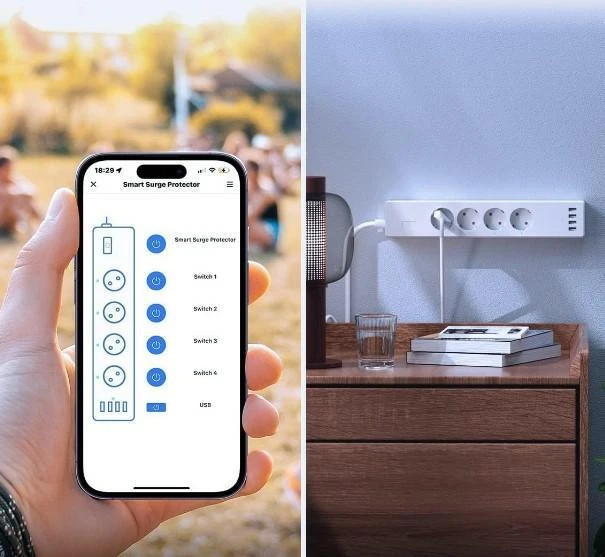 Intelligente Steckerleiste Meross MSS425F WLAN 4x USB 1,8 m weiß B-WARE - Bild 2 von 4