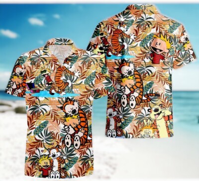 Calvin And Hobbes Hawaiian Shirt Summer, Calvin Hawaii Shirt, Hobbes Aloha Shirt