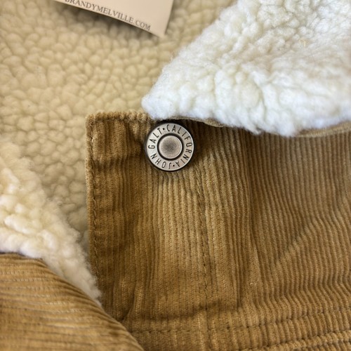 Brandy Melville Corduroy Jacket One Size Khaki 100% Cotton Short Coat New - 第 8/10 張圖片