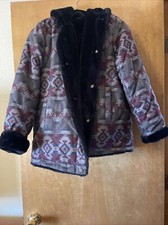 Pendleton Reversible Jacket Womens M Medium Black Aztec Southwestern Hooded