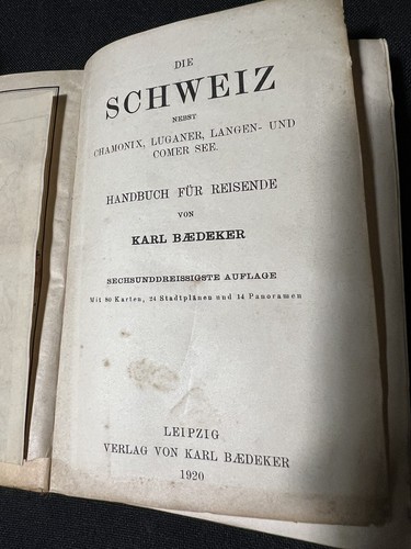 BAEDEKER'S SCHWEIZ, CHAMONIX, LUGANER, LANGEN- UND COER SEE. 1920, LEIPZIG - Picture 4 of 19