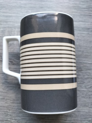 Laura Ashley Grey Striped Hand Decorated Fine Bone China Mug -2004
