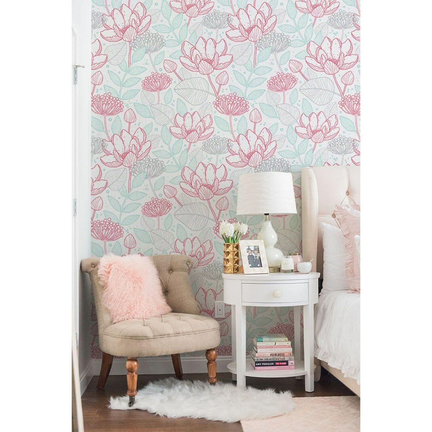 Removable wallpaper Floral colorful outlines Flowers Subtle and elegant | eBay Removable wallpaper Floral colorful outlines Flowers Subtle and elegant | eBay