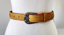 1980s Tan Western Belt, Vintage Leather CW Belt, Size 26 Light Brown Belt