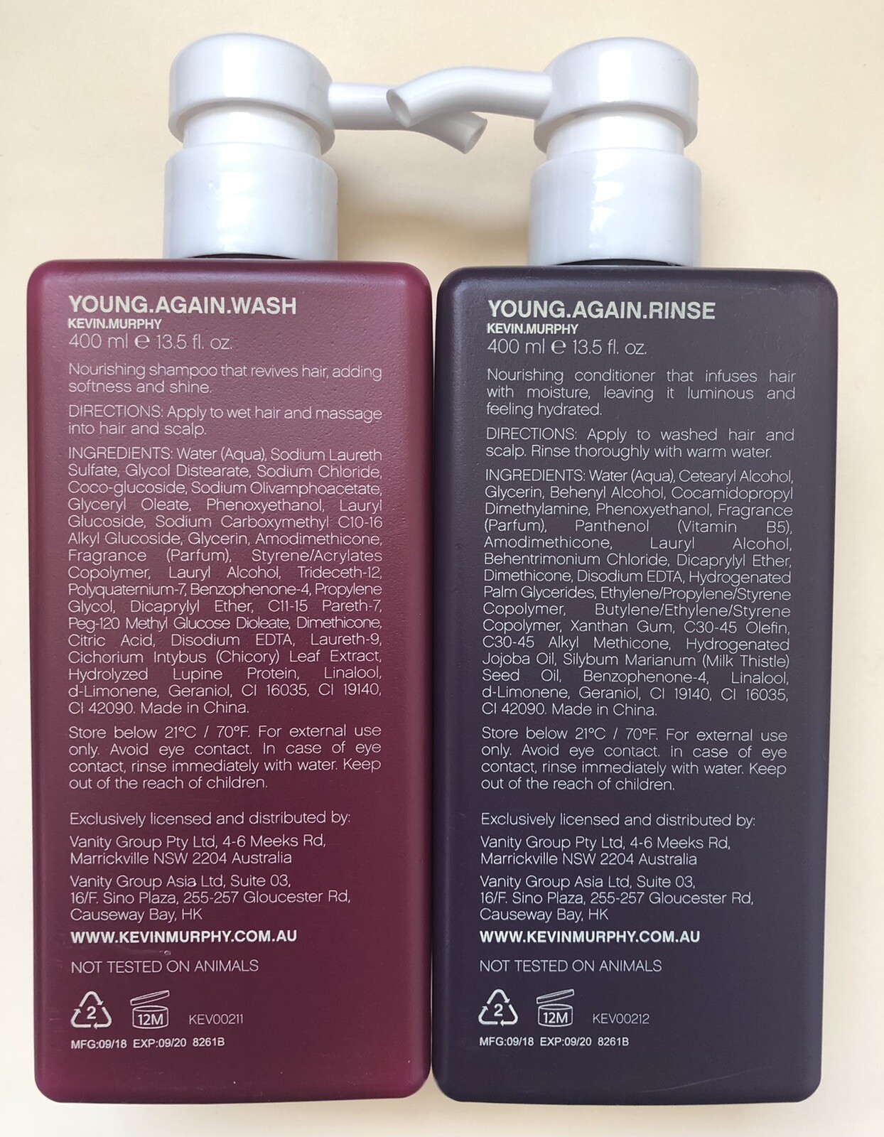 Kevin Murphy Young Again Wash And Rinse Duo 8.4 oz