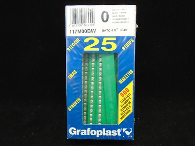 *NEW* (2 PACK) GRAFOPLAST 117M00BW WIRE/CABLE MARKER STRIP NUMBER-0 ''0''