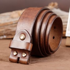 Men Replacement Genuine Leather Belt without Buckle Vintage Snap on Belts Strap