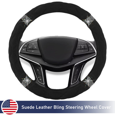 For VOLKSWAGEN VW CADDY TRANSPORT Alcantara Leather Bling Steering Wheel Cover
