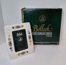 Belleek Fine Parian China Floral Pansy Picture Frame 4" x 6" NEW in Box Ireland