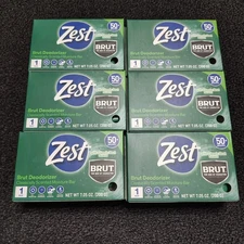 6 Zest Brut Deodorizer Classically Scented Moisture Bar Soap 7.05 oz. each