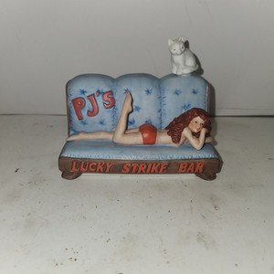 Vintage Dugs Decanter PJ's Lucky Strike Bar Brothel Series with Cat top