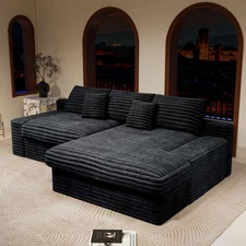 Black 118.1*66.9" Modular Sectional Sofa Seat, Compressed Couch, 2PC Combination