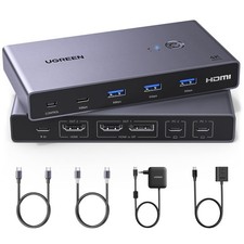 USB-C KVM Switch 2 PC 2 Monitore 4K@60Hz, USB C Switch 2 Inputs 2 Outputs mit...