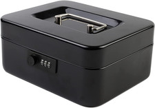 Cash Box with Combination Lock Safe Metal Money Box with Money Tray