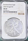 2025-W Burnished Silver Eagle ~ Bright White NGC MS69 Brown Label!