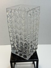 Clear Glass MCM Vase with Bubbles