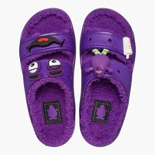 Crocs McDonalds Grimace sandalo accogliente uomo taglia 7 donna taglia 9 foderato pelliccia fuzzy