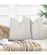 Farmhouse Pillow Covers, 18  x18  Modern Accent Square Throw Pillows Set Of 2