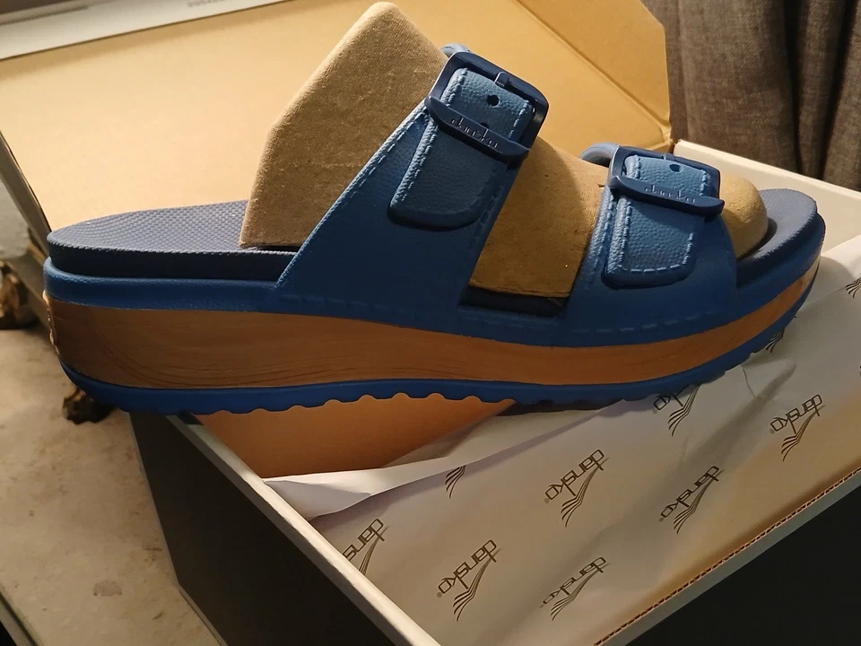 Сандалии Dansko Kandi синие литые без шнуровки деревянная платформа - Изображение 3 из 4