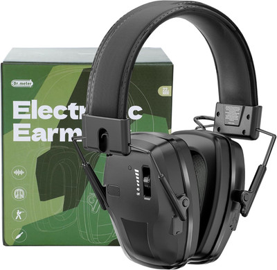 Rechargeable Shooting Protection Earmuffs with 4X Sound Amplification, Black